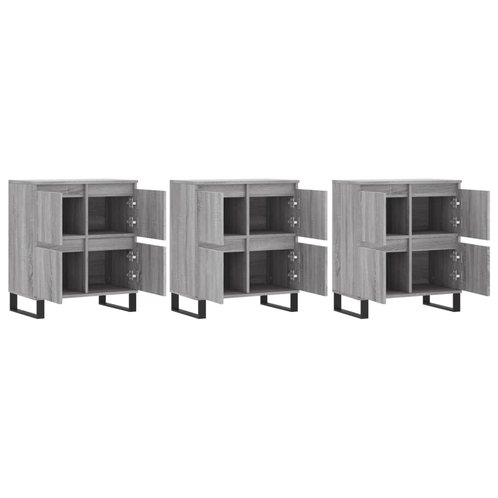 Buffets 3 pcs Sonoma gris Bois d'ingénierie