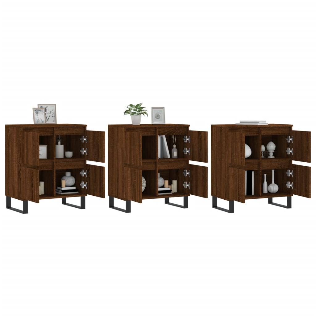 Buffets 3 pcs Chêne marron Bois d'ingénierie