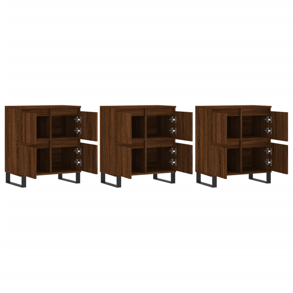 Buffets 3 pcs Chêne marron Bois d'ingénierie