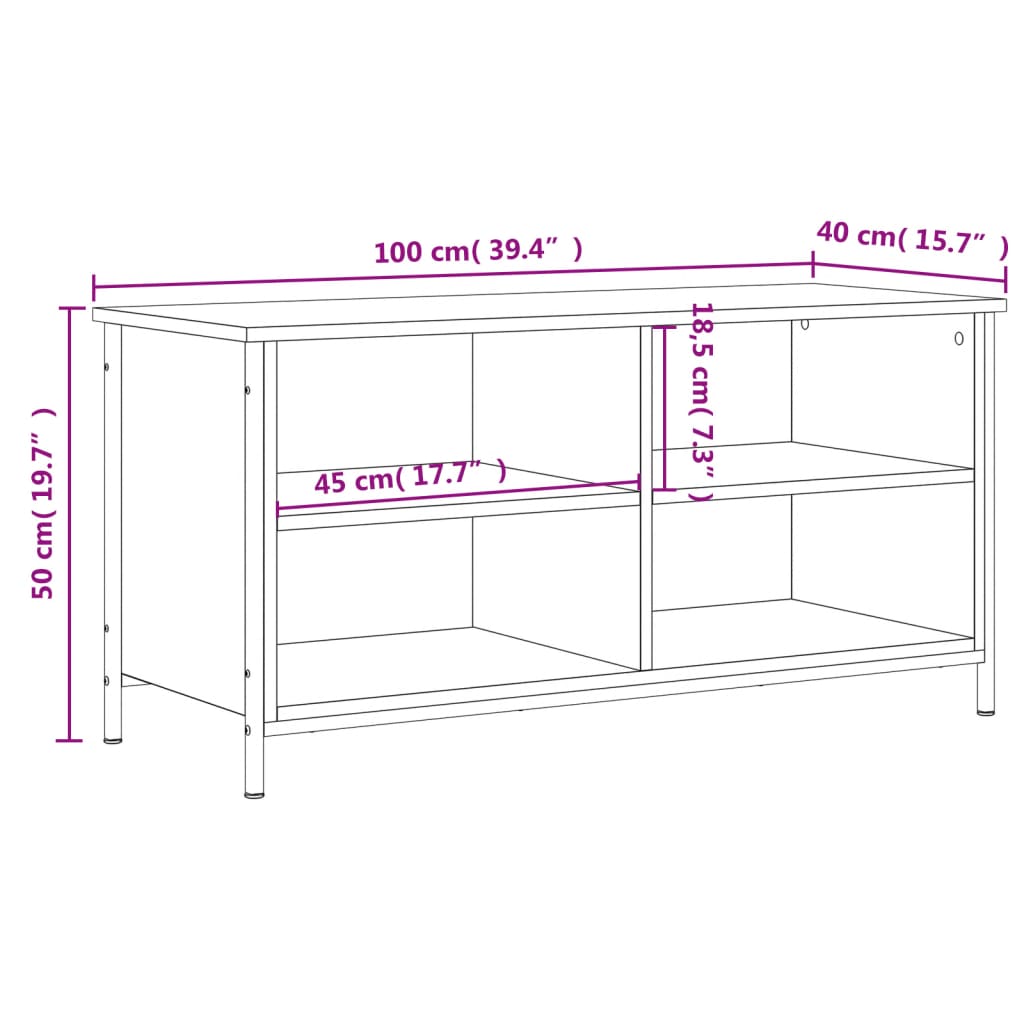 Meuble TV Noir 100x40x50 cm Bois d'ingénierie