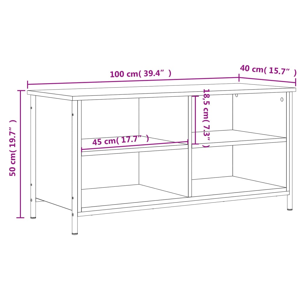 Meuble TV Chêne sonoma 100x40x50 cm Bois d'ingénierie