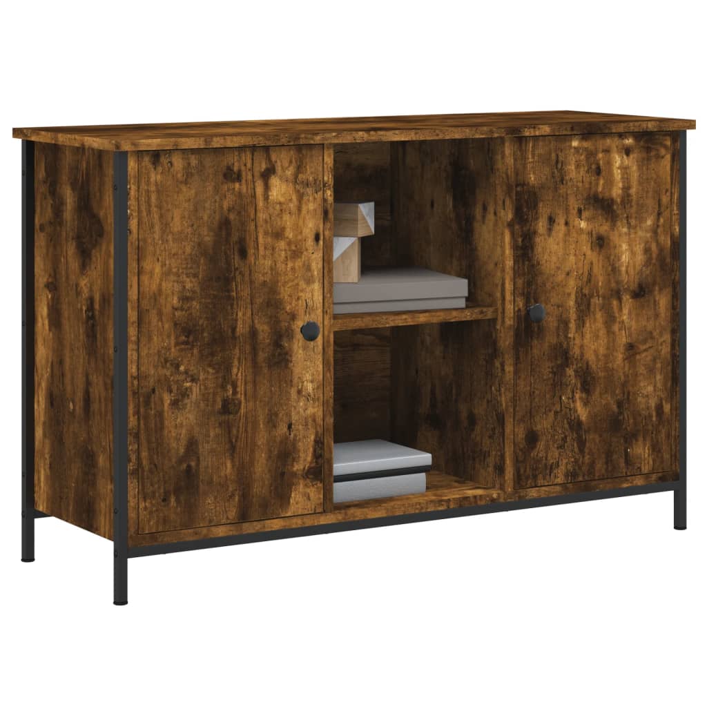 Meuble TV chêne fumé 100x35x65 cm bois d'ingénierie