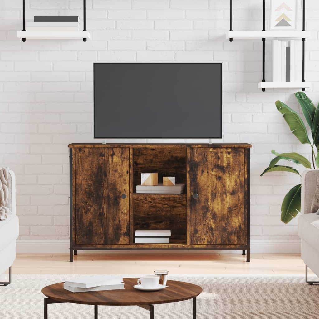 Meuble TV chêne fumé 100x35x65 cm bois d'ingénierie