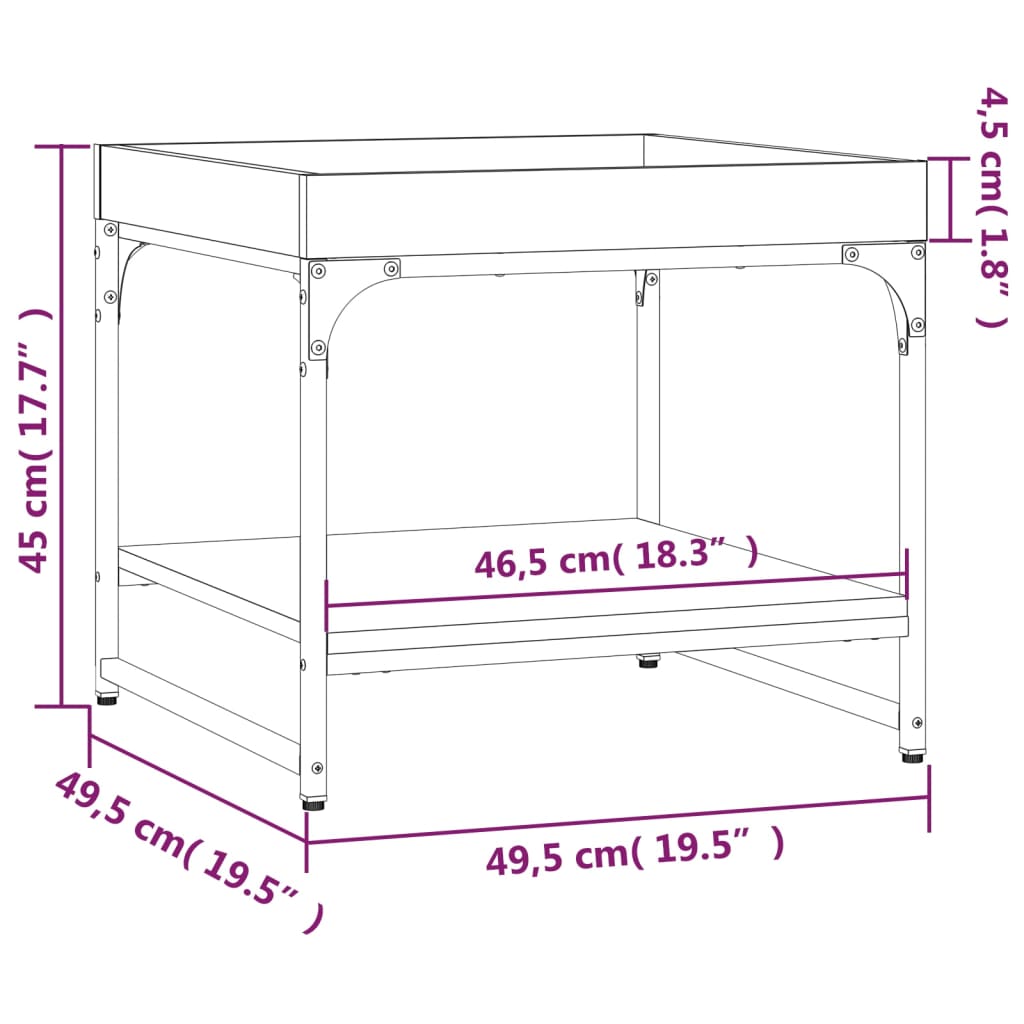 Table basse chêne sonoma 49,5x49,5x45 cm bois d'ingénierie