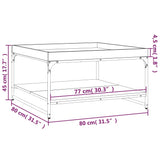 Sonoma grauer Couchtisch 80x80x45 cm aus Holzwerkstoff und Eisen