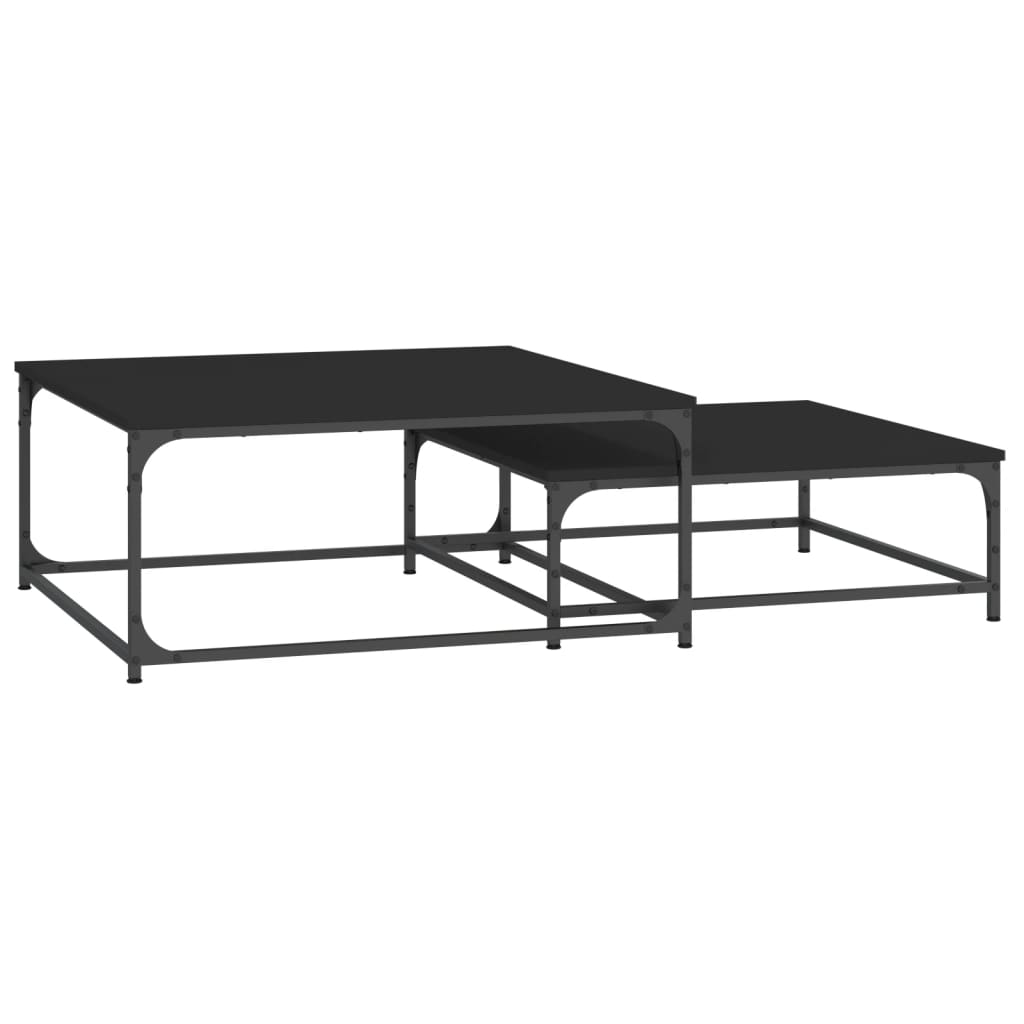 Tables basses gigognes 2 pcs noir bois d'ingénierie