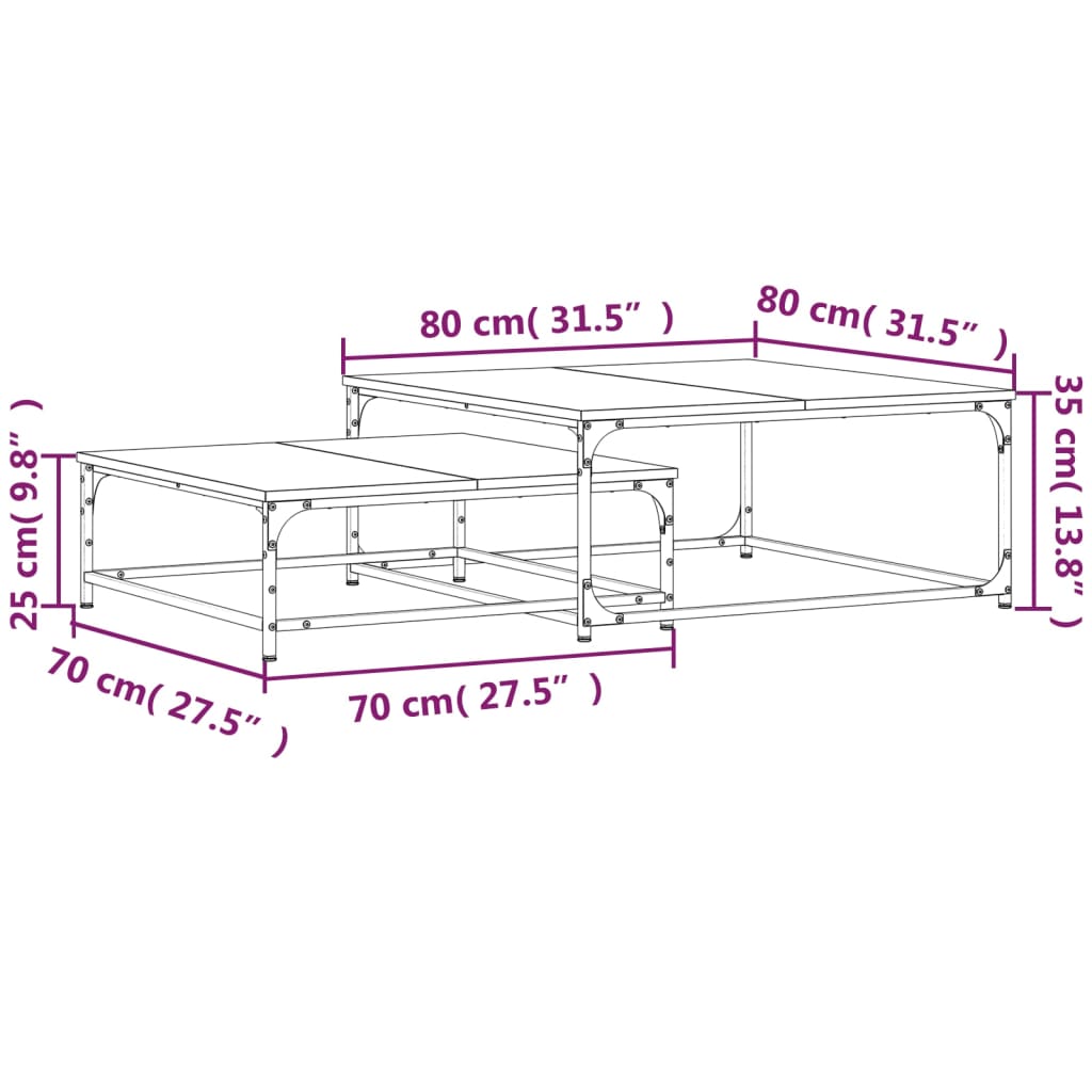 Tables basses gigognes 2 pcs chêne sonoma bois d'ingénierie