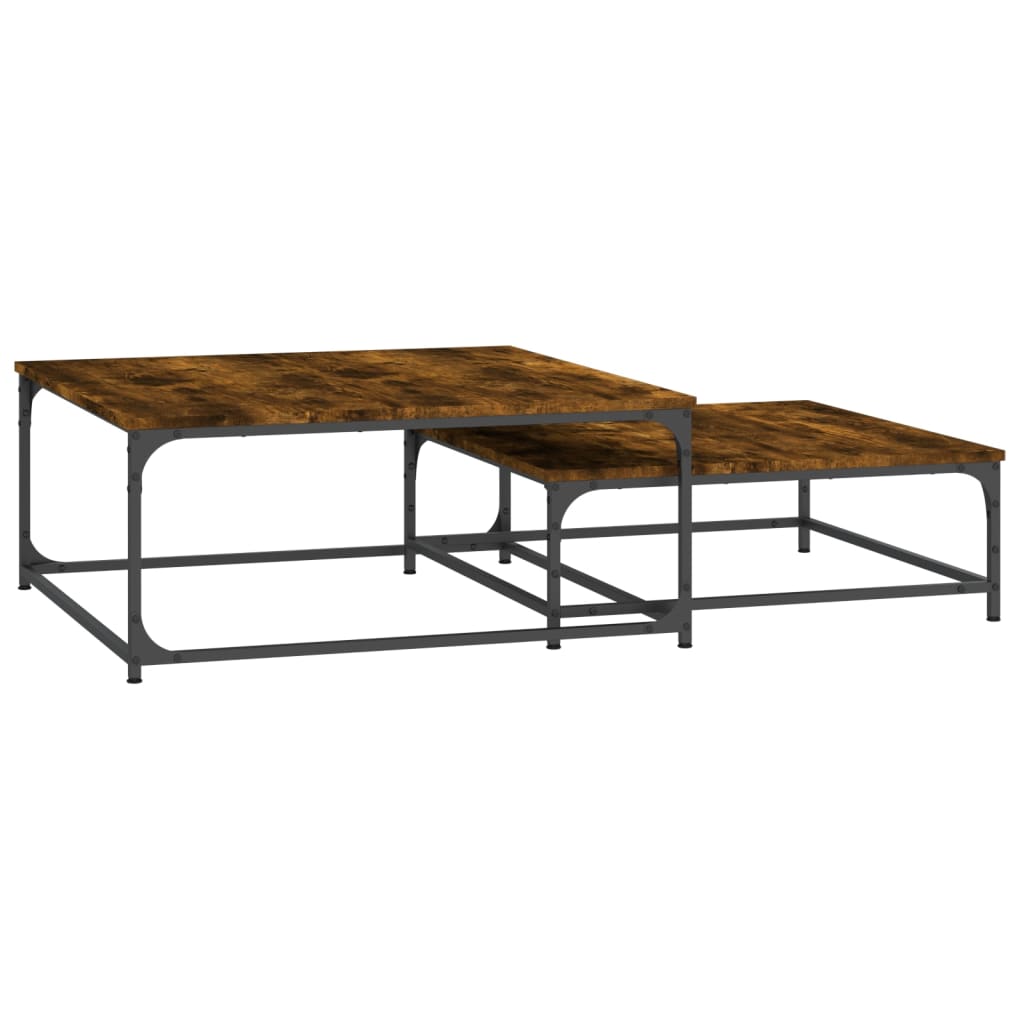 Tables basses gigognes 2 pcs chêne fumé bois d'ingénierie