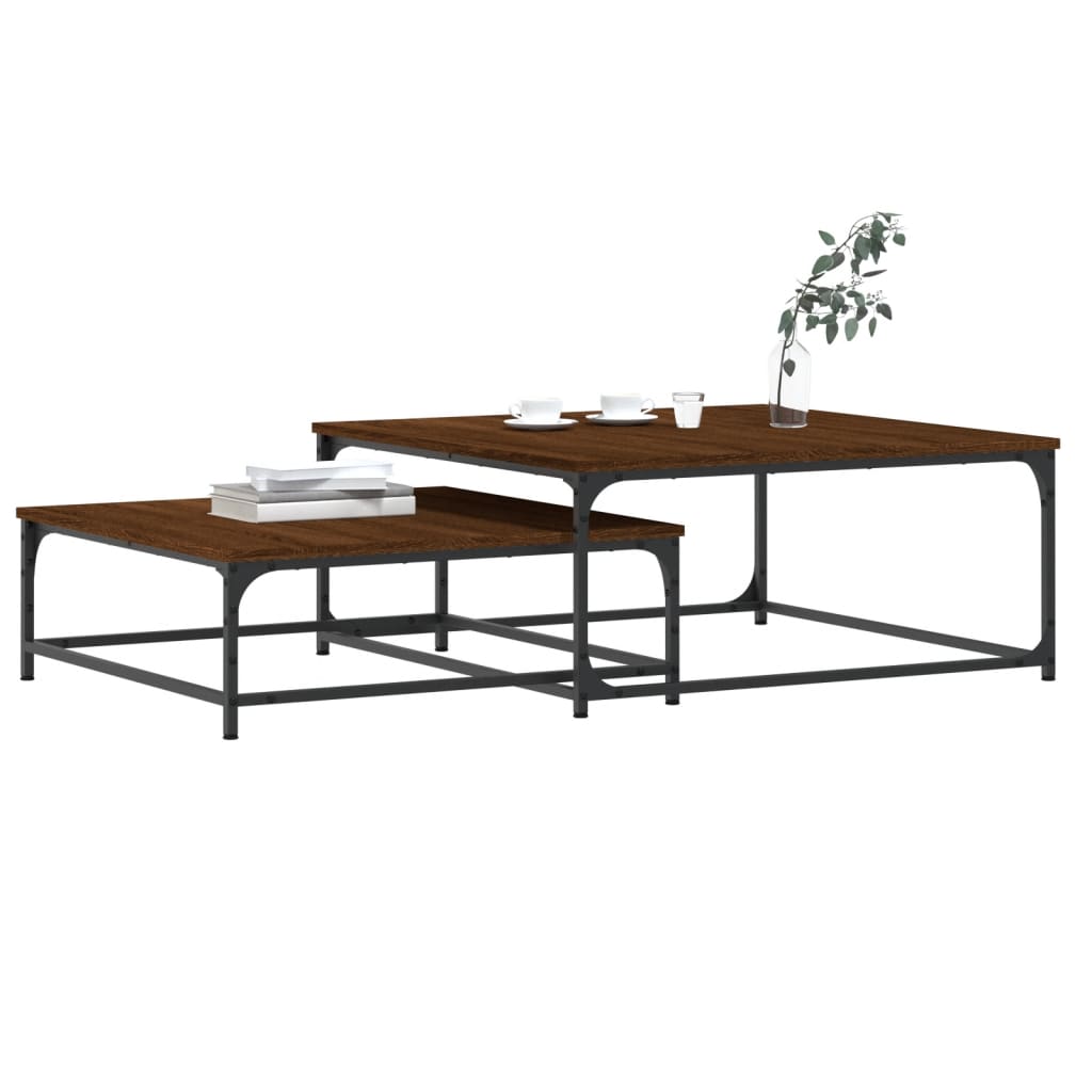 Tables basses gigognes 2 pcs chêne marron bois d'ingénierie