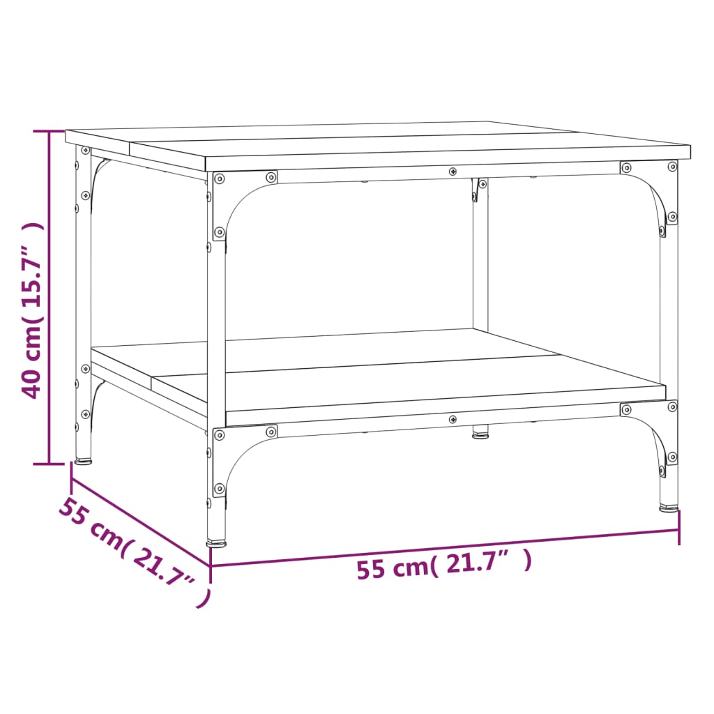 Table basse chêne fumé 55x55x40 cm bois d'ingénierie