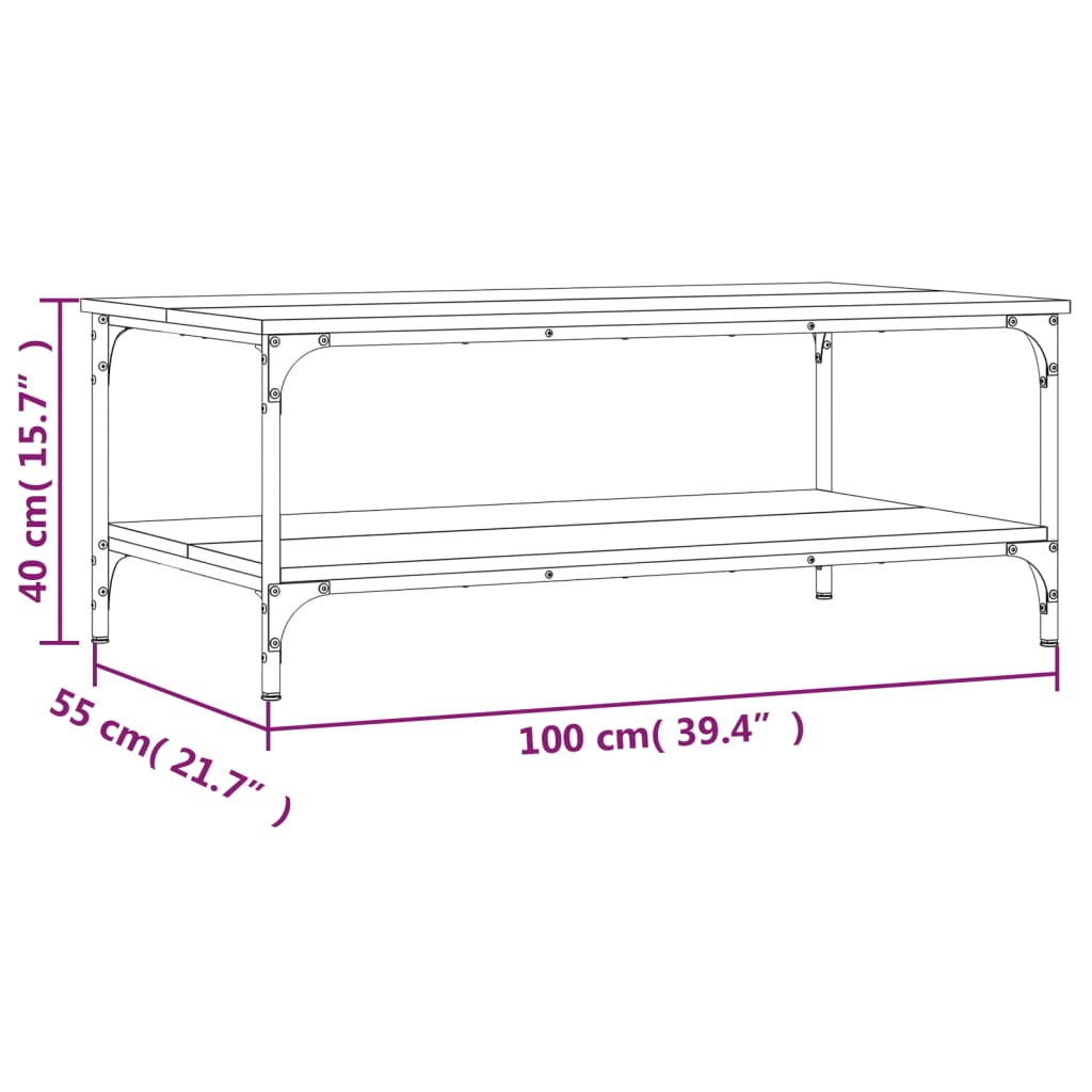 Smoked oak coffee table 100x55x40 cm engineered wood