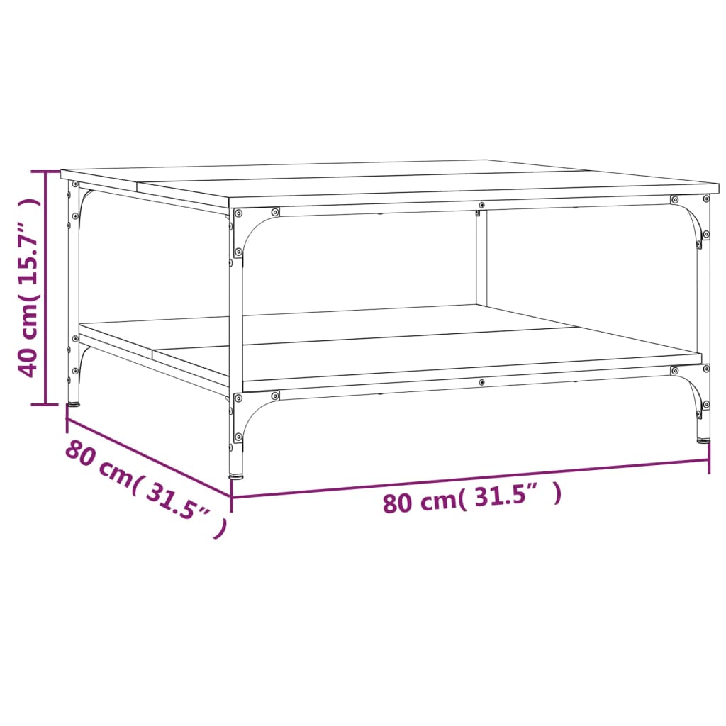 Sonoma oak coffee table 80x80x40 cm engineered wood