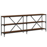 Console table brown oak 200x30x75 engineered wood and iron