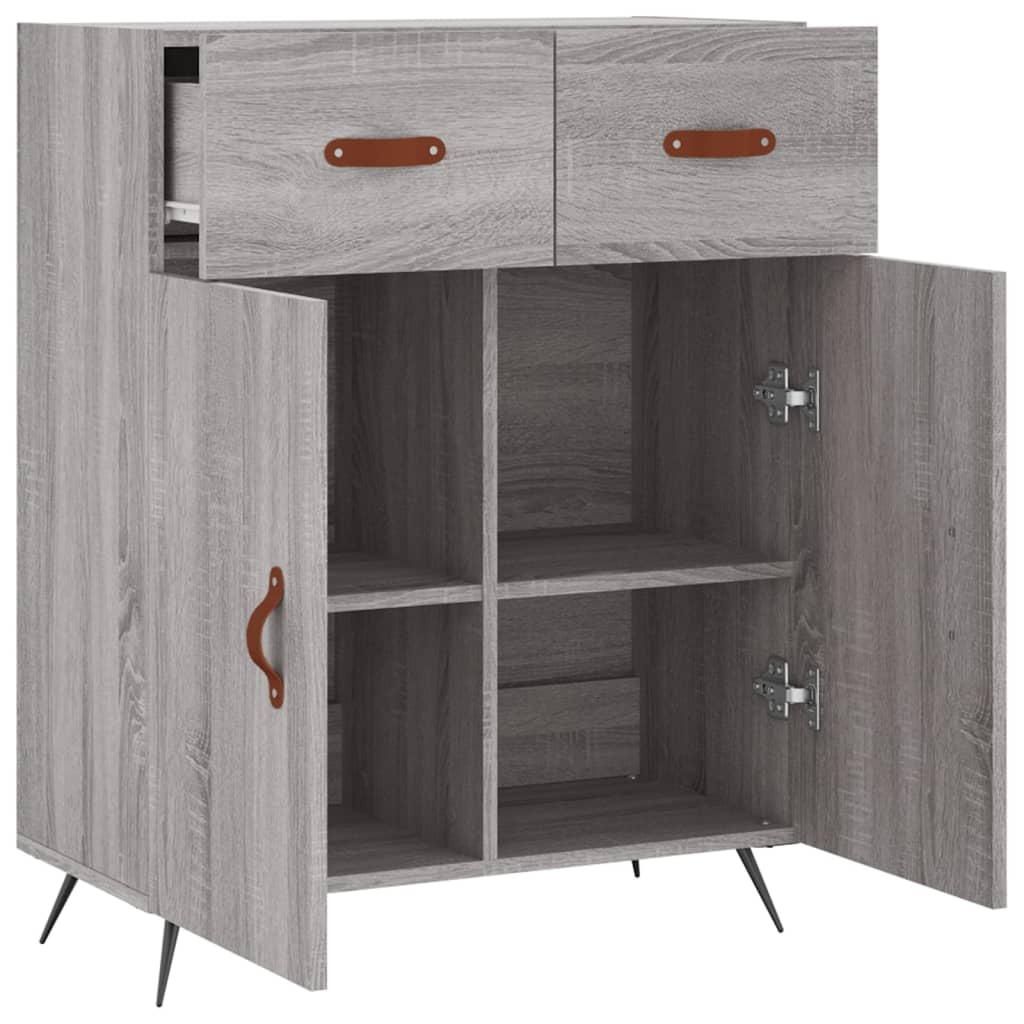 Sonoma graues Sideboard 69,5 x 34 x 90 cm, Holzwerkstoff