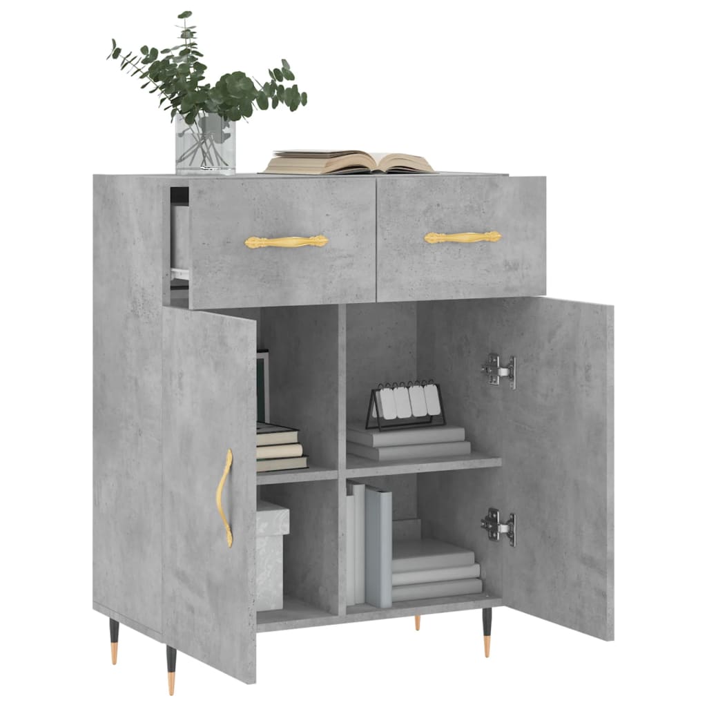 Buffet gris béton 69,5x34x90 cm bois d'ingénierie