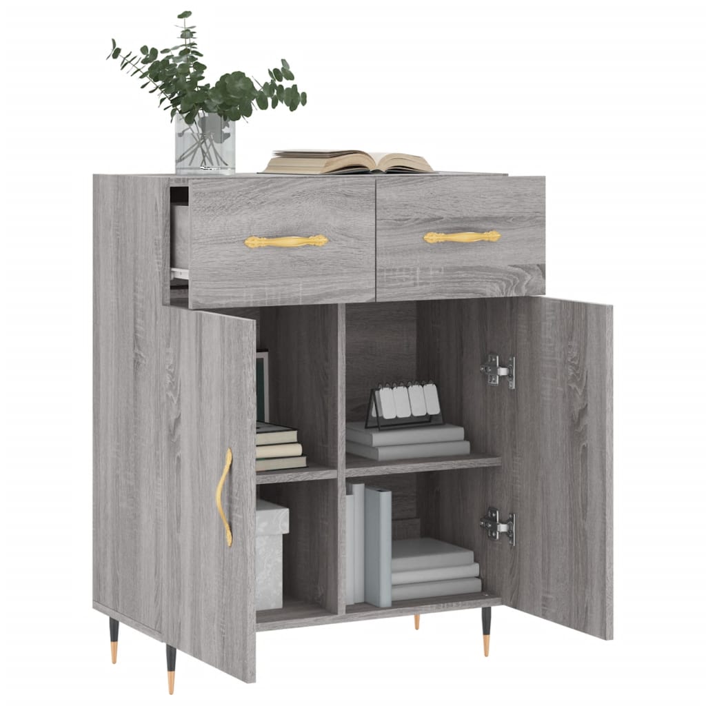 Sonoma graues Sideboard 69,5 x 34 x 90 cm, Holzwerkstoff