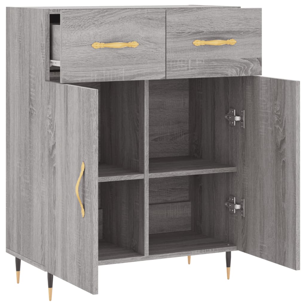 Sonoma graues Sideboard 69,5 x 34 x 90 cm, Holzwerkstoff