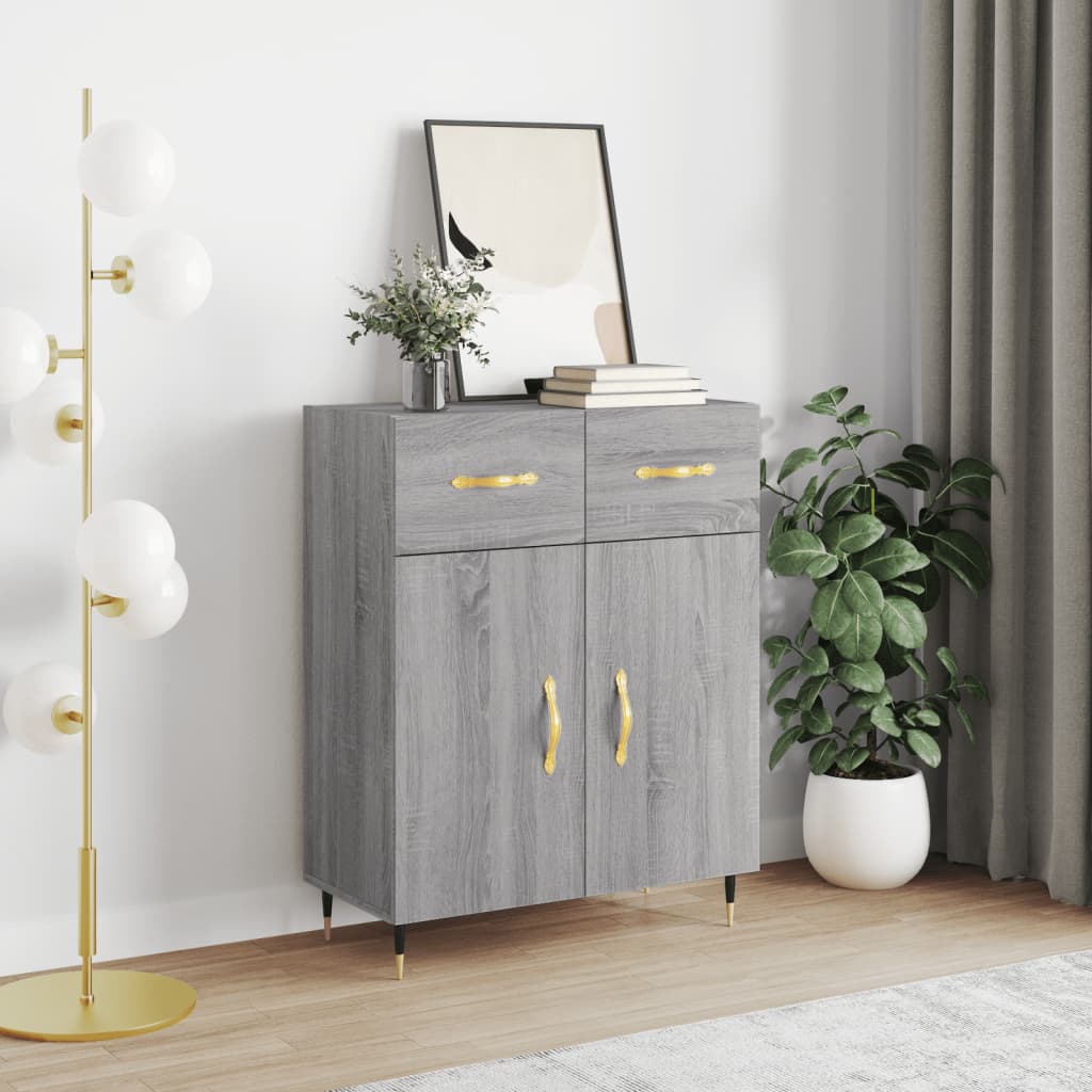 Sonoma graues Sideboard 69,5 x 34 x 90 cm, Holzwerkstoff