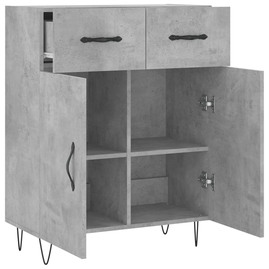 Concrete gray sideboard 69.5x34x90 cm engineered wood