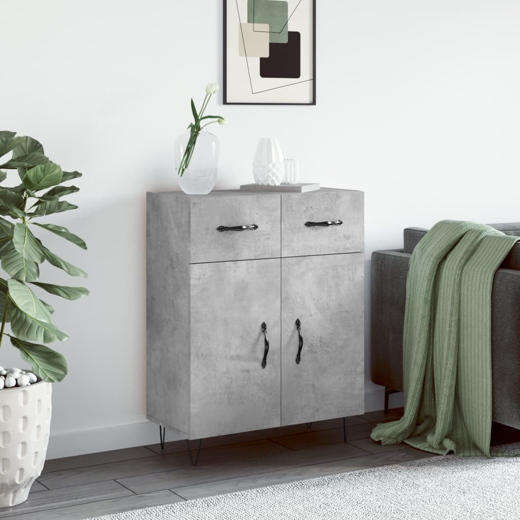 Concrete gray sideboard 69.5x34x90 cm engineered wood