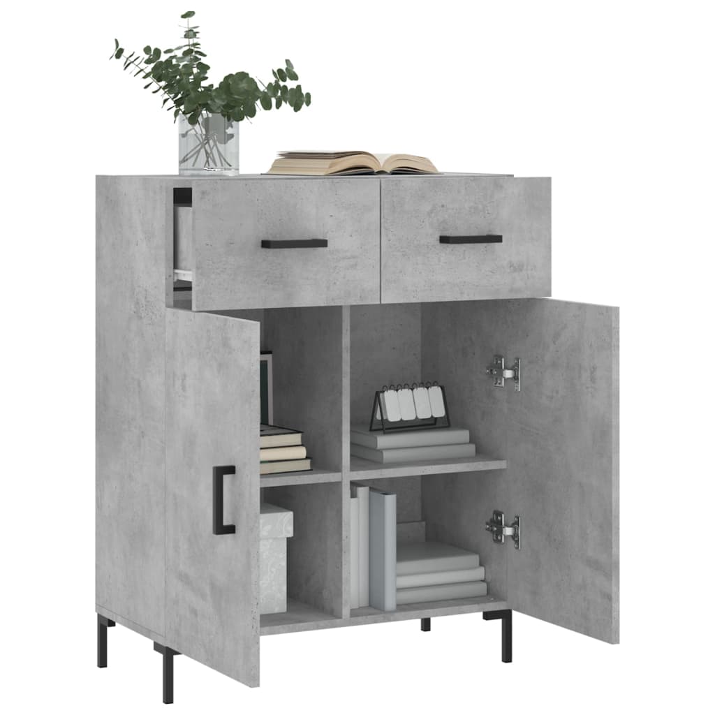 Concrete gray sideboard 69.5x34x90 cm engineered wood