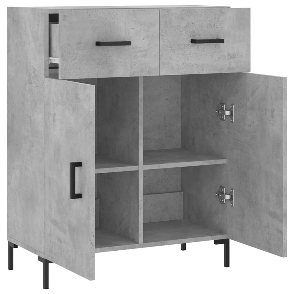 Concrete gray sideboard 69.5x34x90 cm engineered wood