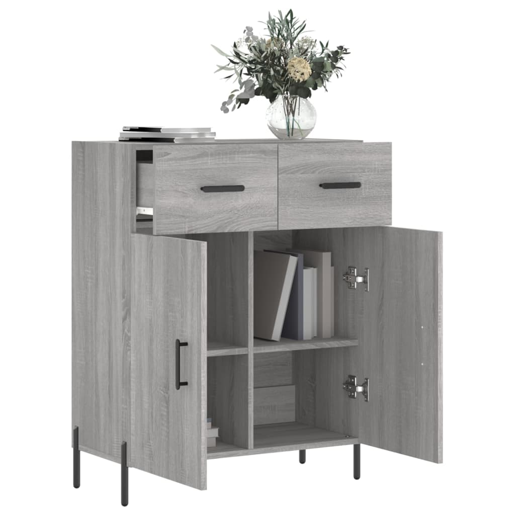 Sonoma graues Sideboard 69,5 x 34 x 90 cm, Holzwerkstoff