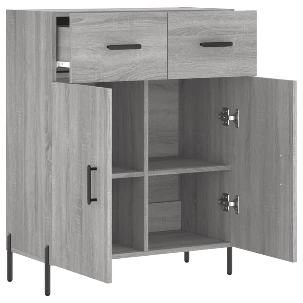 Sonoma graues Sideboard 69,5 x 34 x 90 cm, Holzwerkstoff