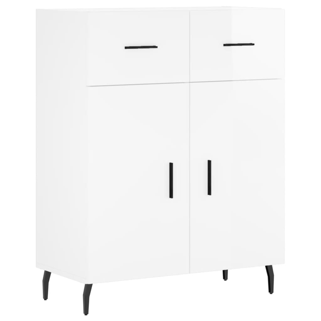 Sideboard Glossy white 69.5x34x90 cm Engineered wood