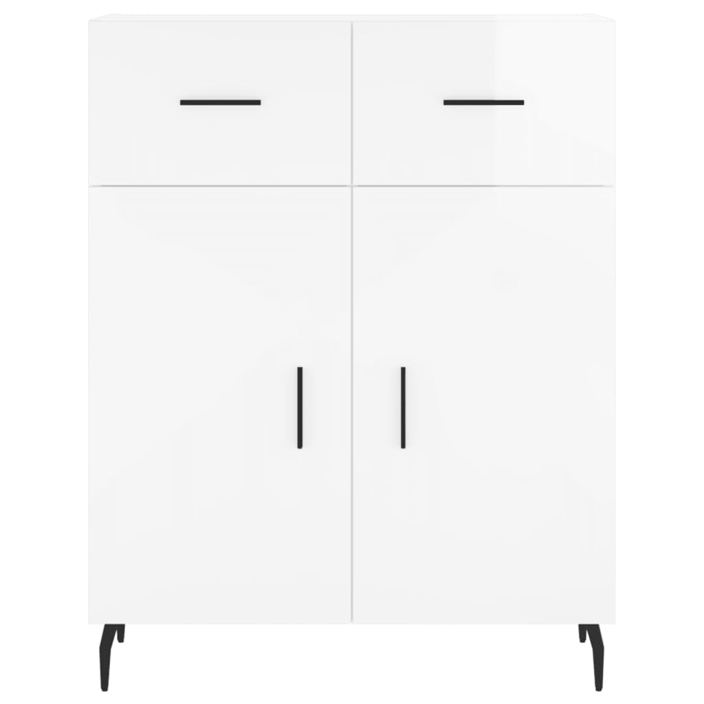 Sideboard Glossy white 69.5x34x90 cm Engineered wood