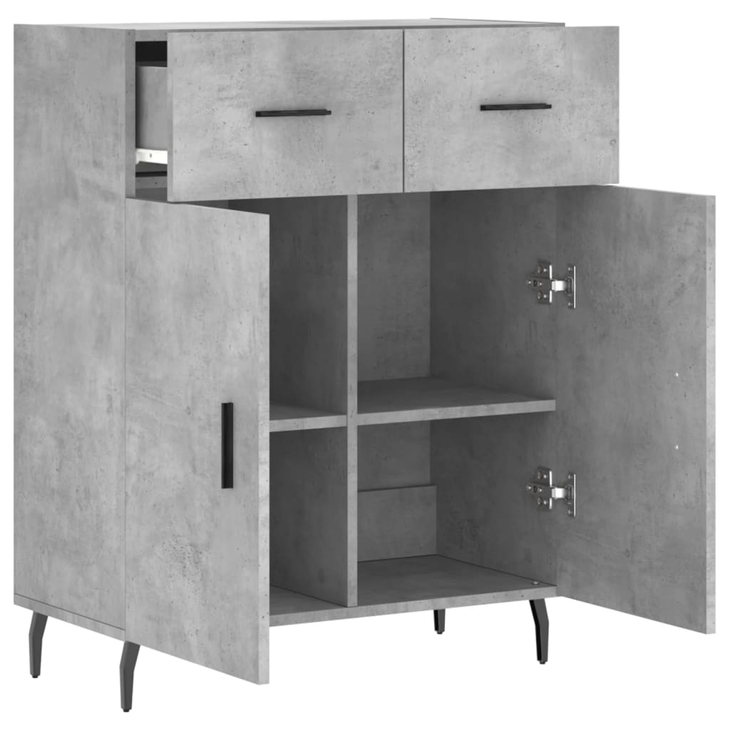 Concrete gray sideboard 69.5x34x90 cm engineered wood