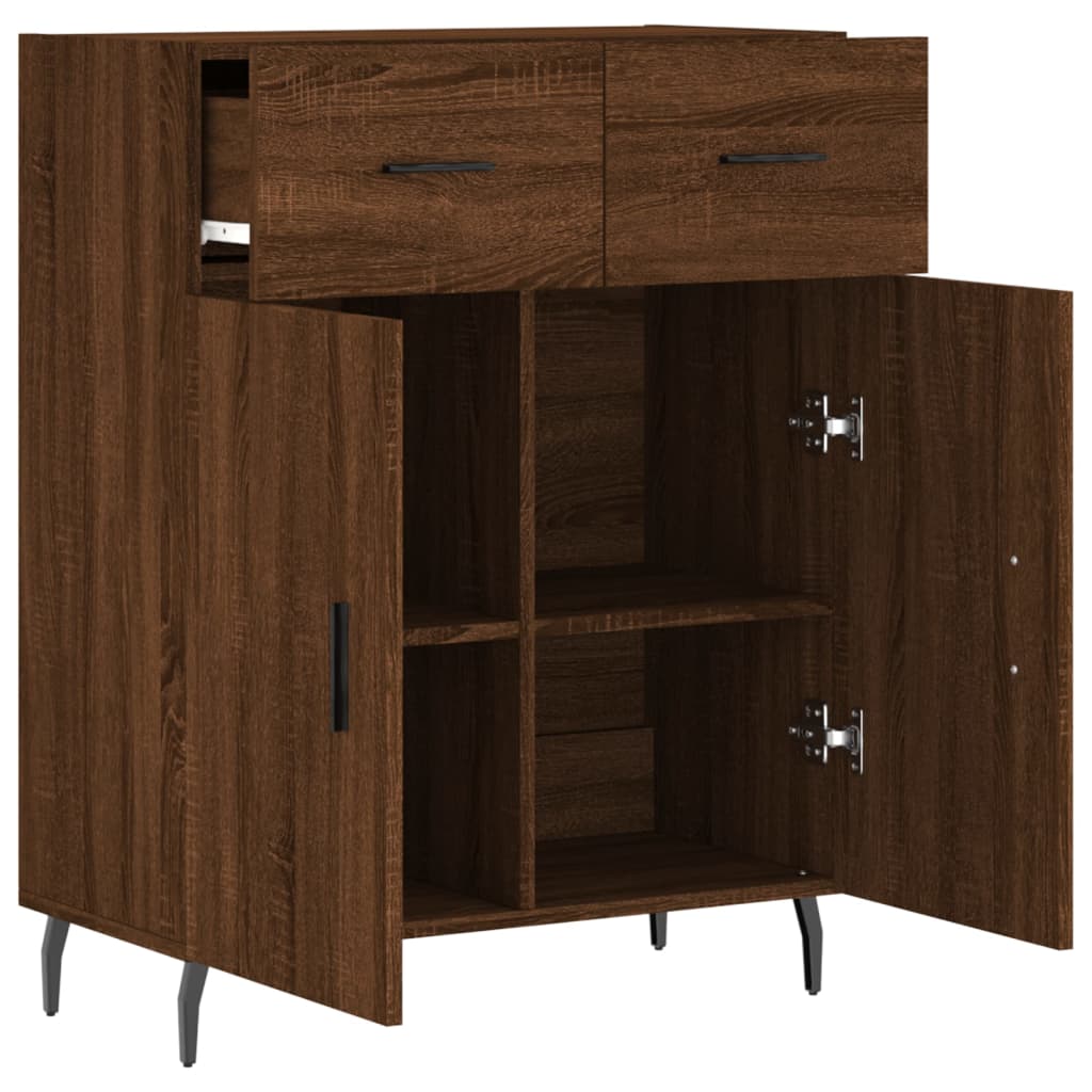 Buffet chêne marron 69,5x34x90 cm bois d'ingénierie