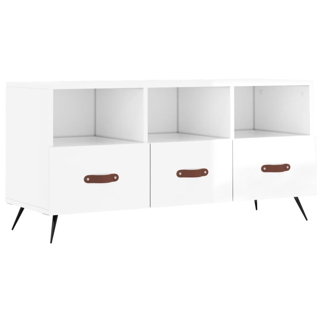 Meuble TV Blanc brillant 102x36x50 cm Bois d'ingénierie