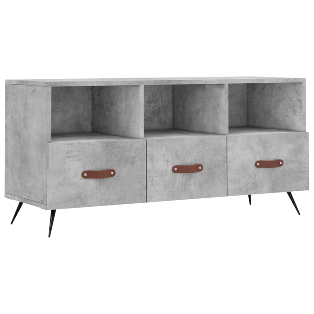 Meuble TV gris béton 102x36x50 cm bois d'ingénierie