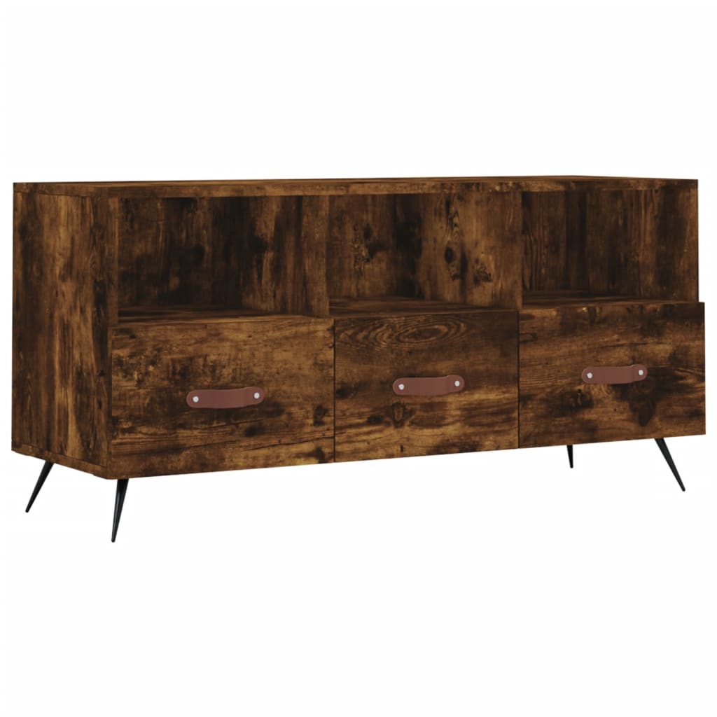 Meuble TV chêne fumé 102x36x50 cm bois d'ingénierie