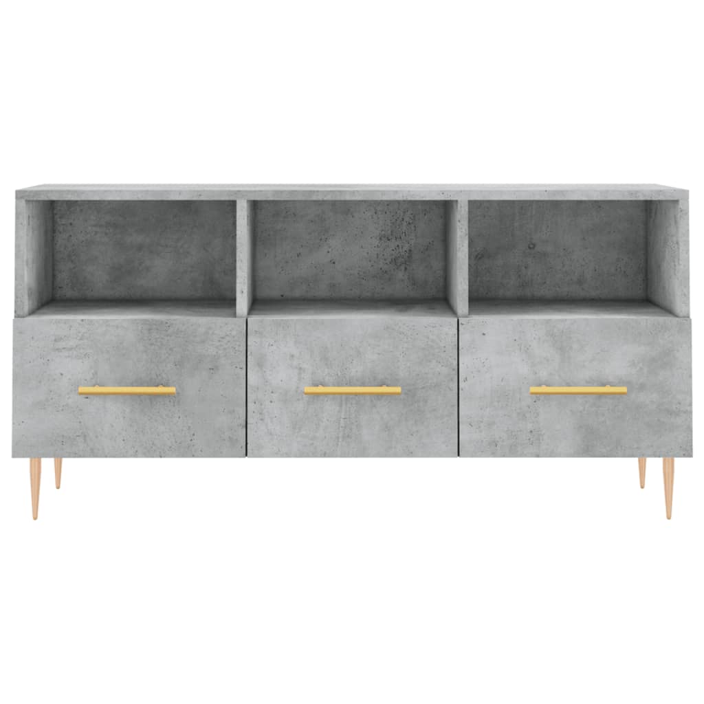 Meuble TV gris béton 102x36x50 cm bois d'ingénierie