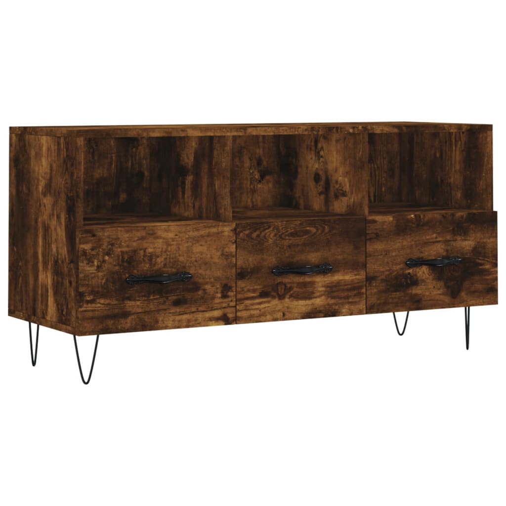 Meuble TV chêne fumé 102x36x50 cm bois d'ingénierie