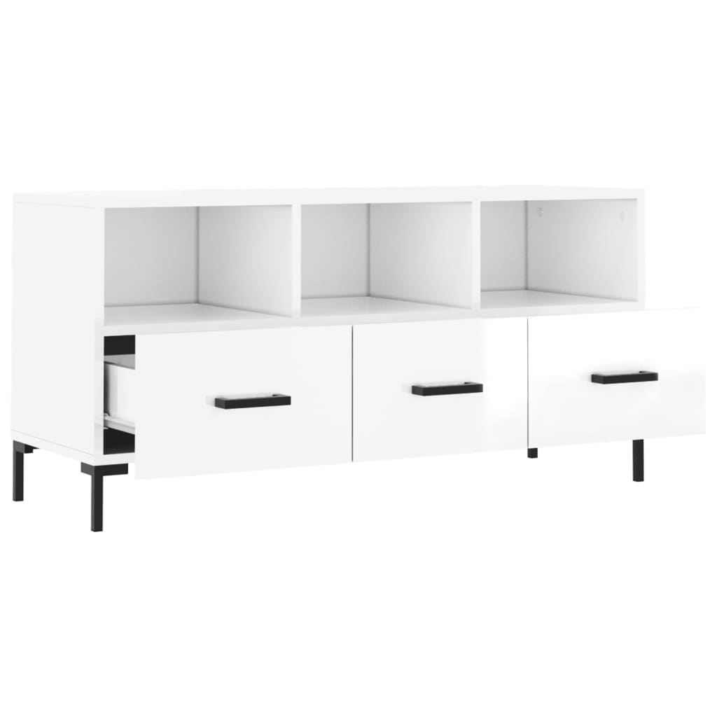 Meuble TV Blanc brillant 102x36x50 cm Bois d'ingénierie