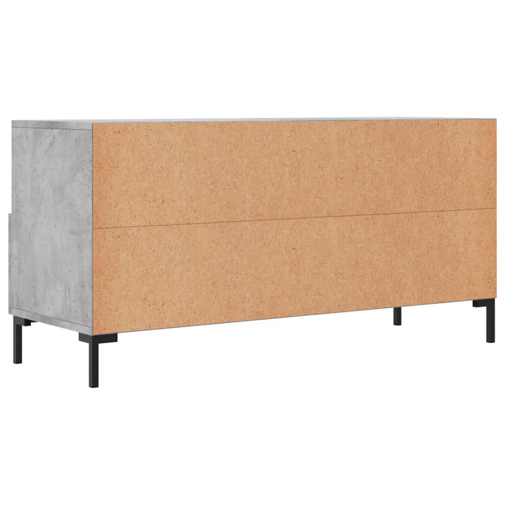 Meuble TV gris béton 102x36x50 cm bois d'ingénierie