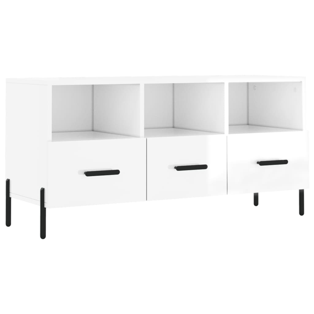 Meuble TV Blanc brillant 102x36x50 cm Bois d'ingénierie