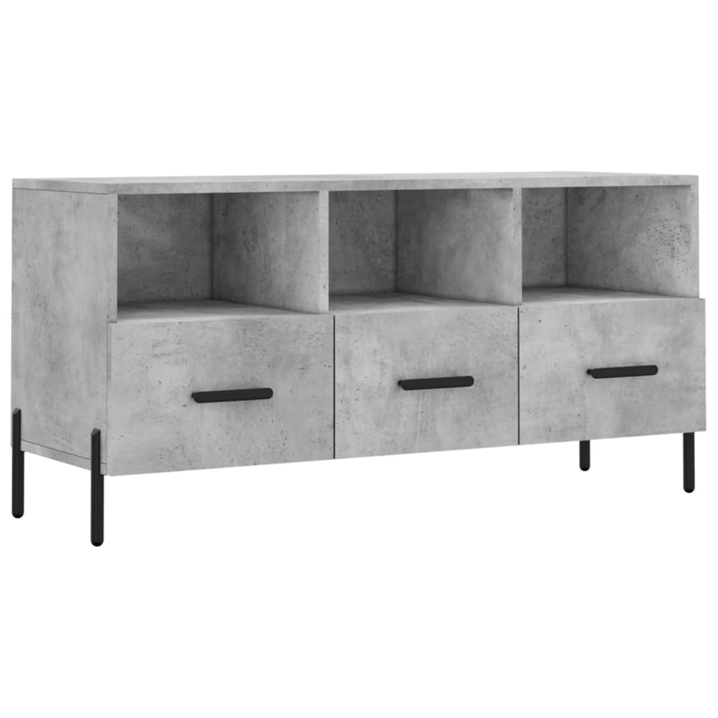 Meuble TV gris béton 102x36x50 cm bois d'ingénierie