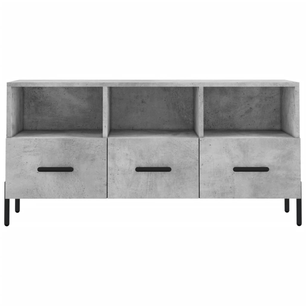 Meuble TV gris béton 102x36x50 cm bois d'ingénierie