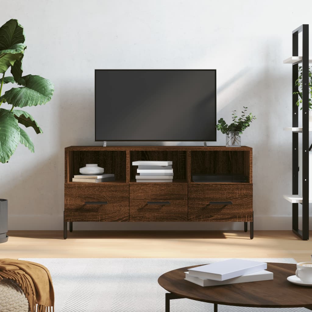 Meuble TV chêne marron 102x36x50 cm bois d'ingénierie