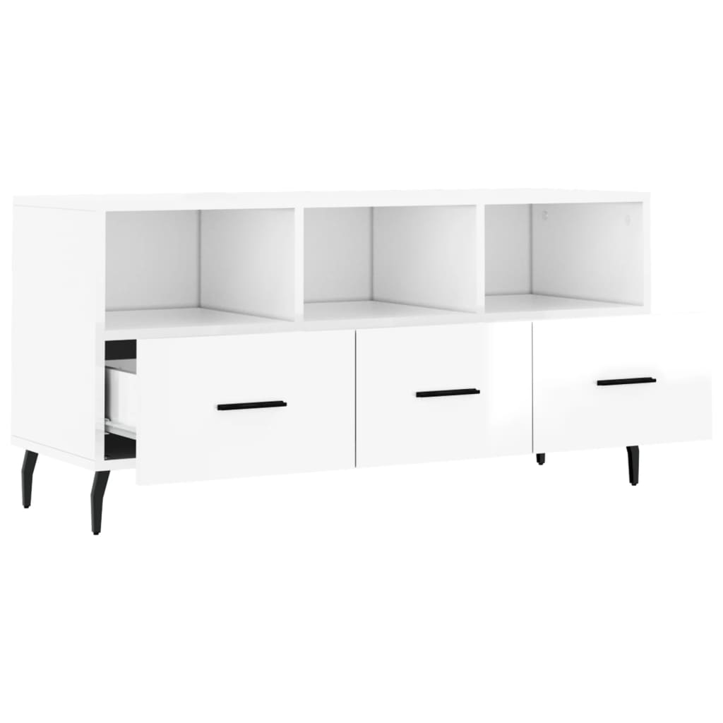 Meuble TV Blanc brillant 102x36x50 cm Bois d'ingénierie