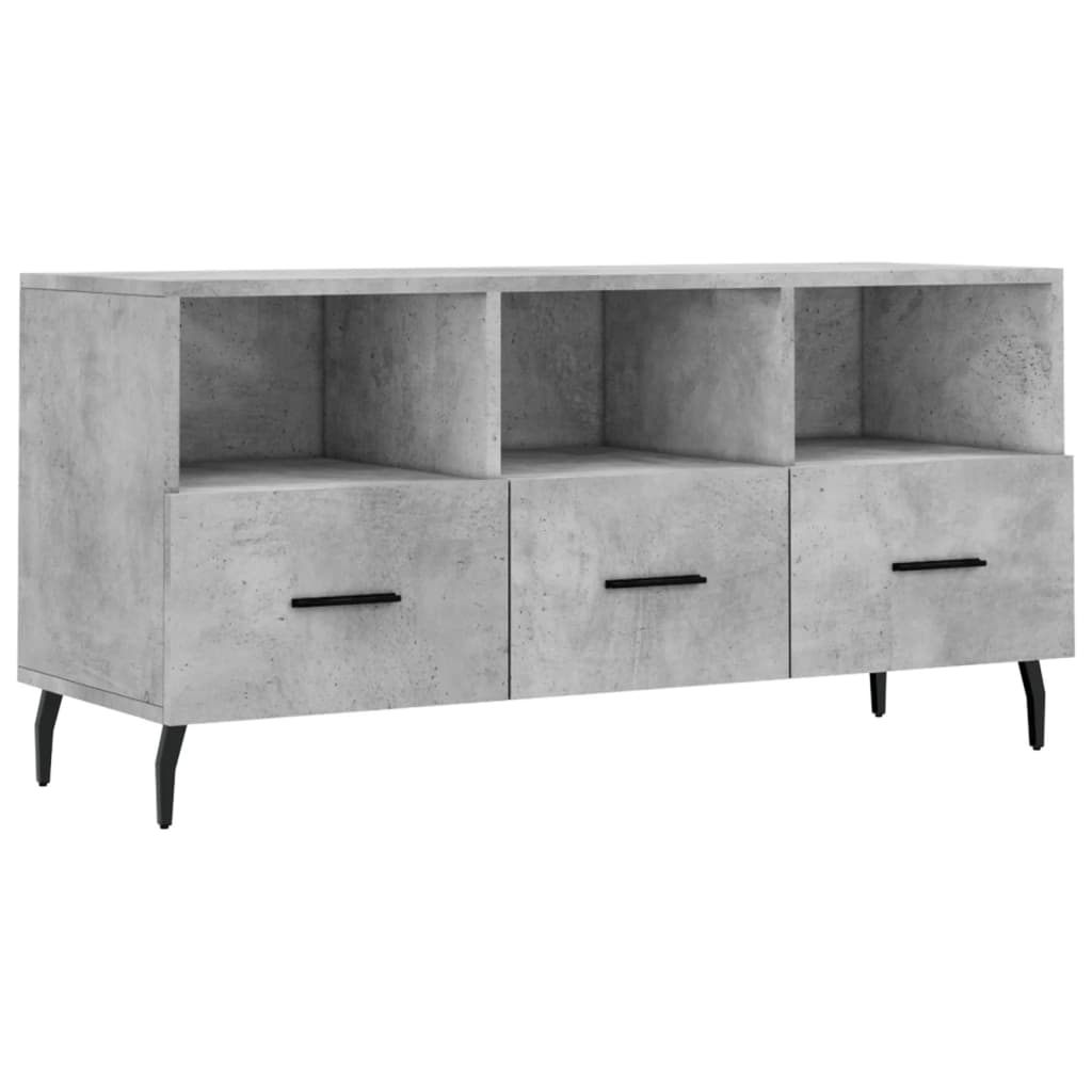 Meuble TV gris béton 102x36x50 cm bois d'ingénierie