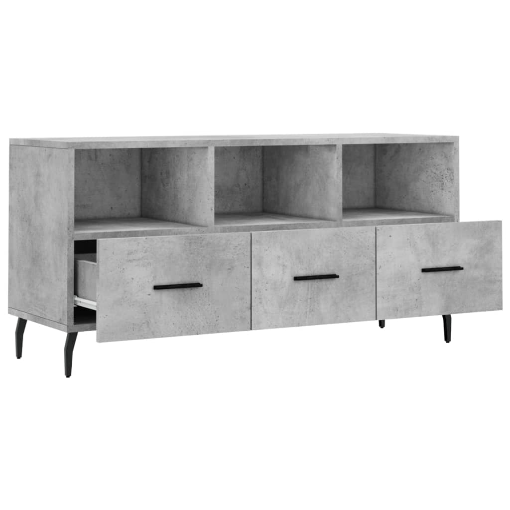 Meuble TV gris béton 102x36x50 cm bois d'ingénierie