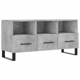 Meuble TV gris béton 102x36x50 cm bois d'ingénierie