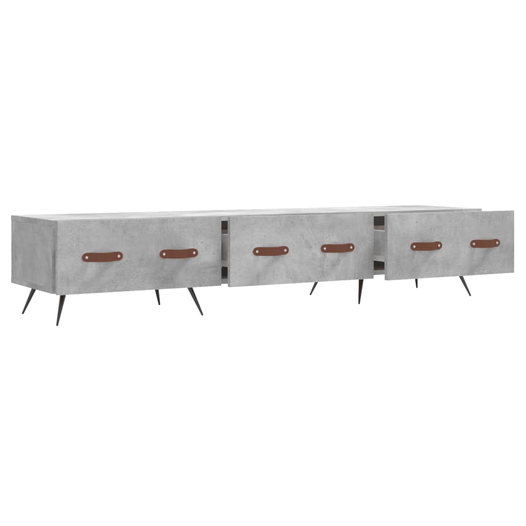 Meuble TV gris béton 150x36x30 cm bois d'ingénierie