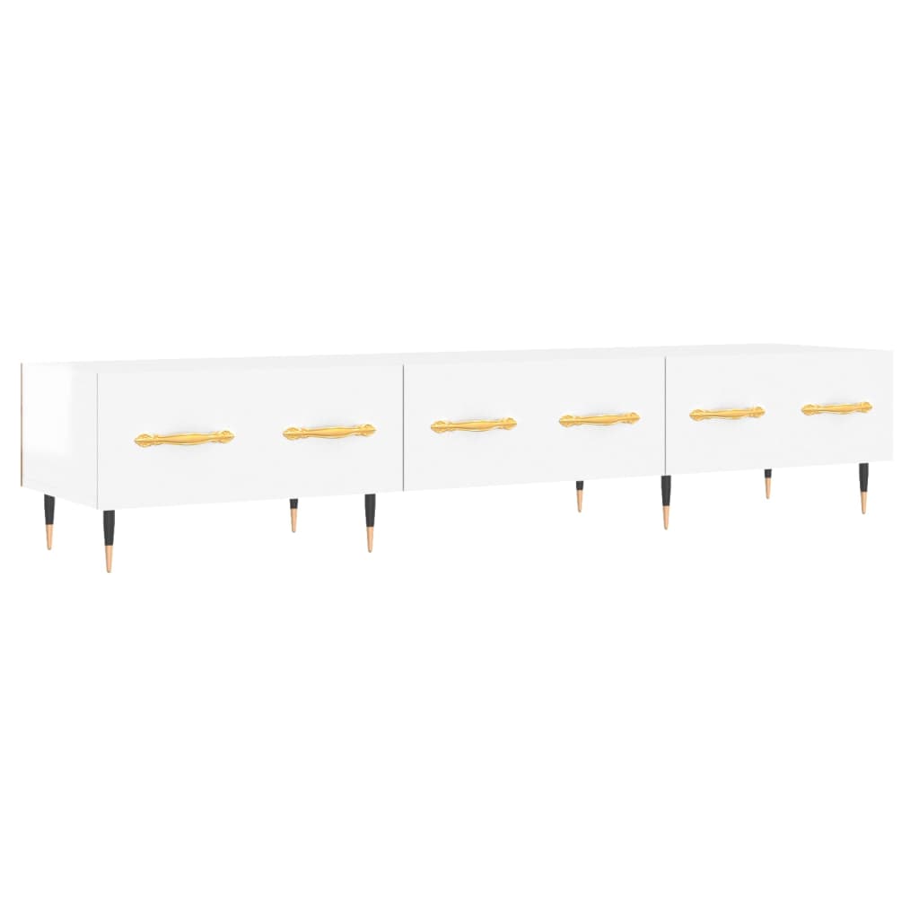 Meuble TV blanc brillant 150x36x30 cm bois d'ingénierie