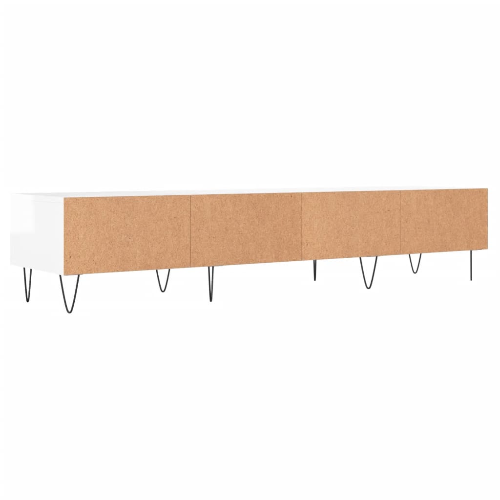 Meuble TV blanc brillant 150x36x30 cm bois d'ingénierie